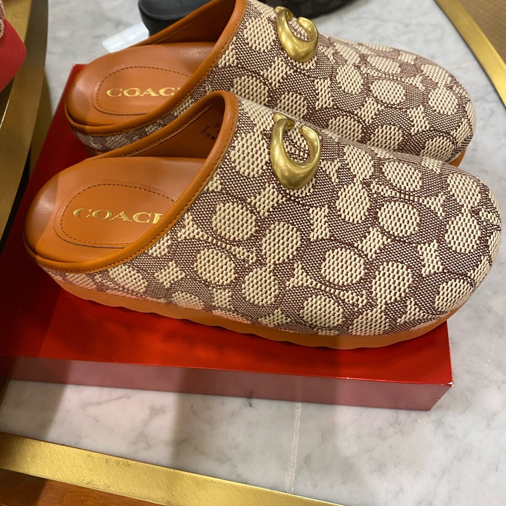 Coach Hadley Signature Logo Print Jacquard Clogs